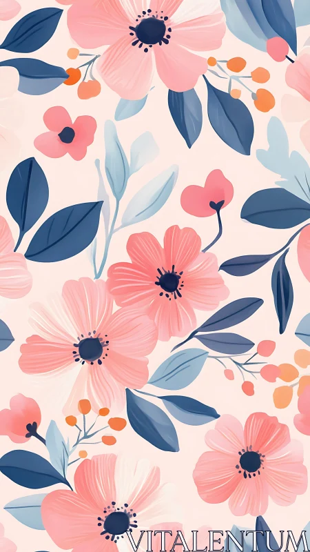Contemporary Botanical Illustration: Layered Floral Composition.