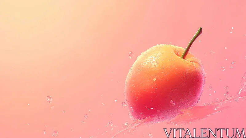 Vibrant peach splash rendered in glossy digital realism.