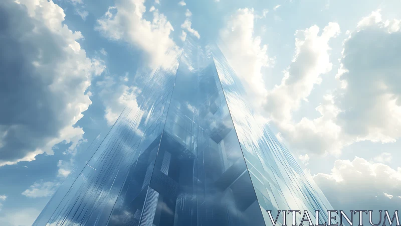 Modern Glass Tower Reaching Toward Bright Skies.