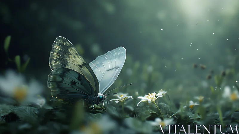 Macro butterfly study with shallow depth of field and backlit bloom