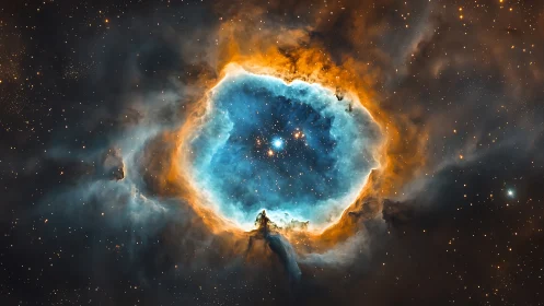 Cosmic nebula forms a glowing eye in deep silent space