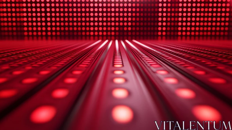 Futuristic glowing red LED panel with geometric light patterns.