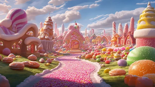 Whimsical Candy Land Kingdom Under Pastel Skies