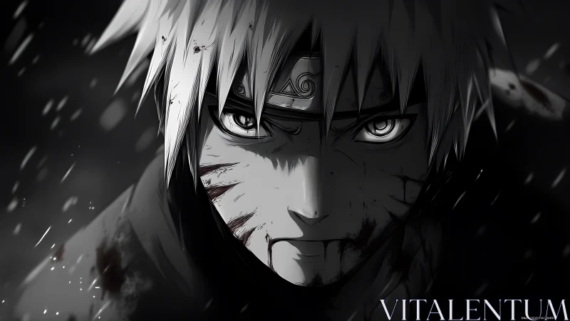 Storm-eyed anime warrior meets darkness with fierce resolve