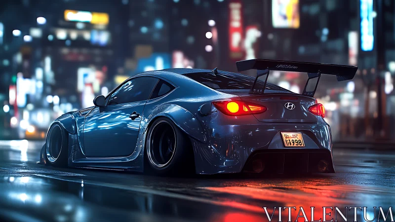 Midnight widebody coupe prowls neon streets like liquid chrome