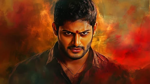 Fierce gaze in fiery colors and quiet, smoldering strength.