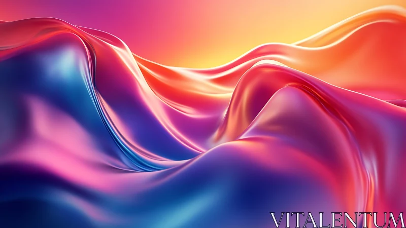 Colorful fluid 3D surface forms smooth reflective wave shapes