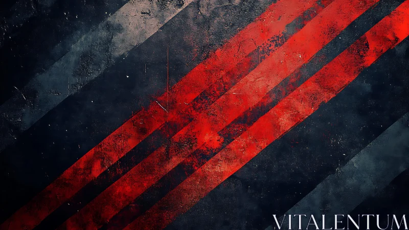 Grunge Abstract Red Stripes on Dark Textured Wall Art Background.