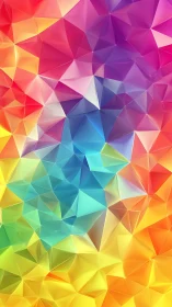 Prismatic polygon gradients form faceted rainbow crystal field.