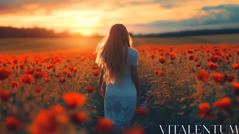 Sunset wanderer drifting through poppy-lit daydreams.