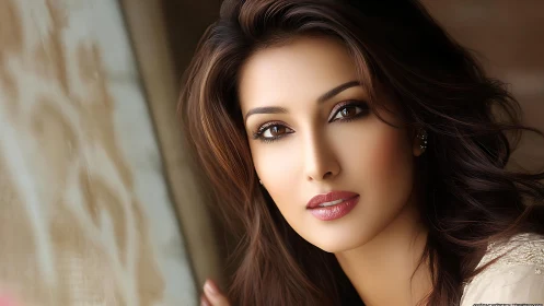 Portrait shows close-up of woman’s face with soft window light