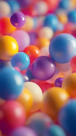 Spheres of color drift upward like bubbly digital confetti