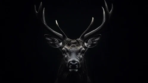 Quiet strength glows in a stag’s antlers against deep night