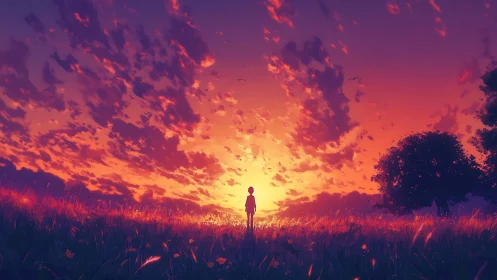 Sunset daydream in a glowing field of quiet wonder.