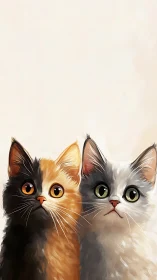 Three Cats with Luminous Eyes: Digital Portrait Study.