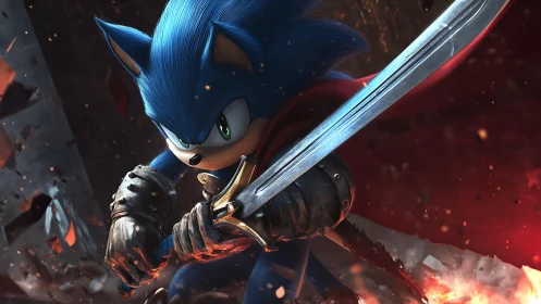 Blade-ready blue speedster carves sparks through the night