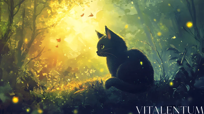 Luminescent Whiskers: Where Shadow Meets Golden Forest Light.