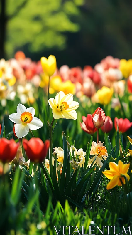 Spring's Joyful Dance: Daffodils and Tulips in Bloom.
