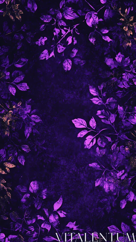 Mystic purple foliage frame with softly glowing leaves.