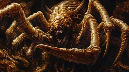 Chittering cavern tyrant lunges from the molten shadows.