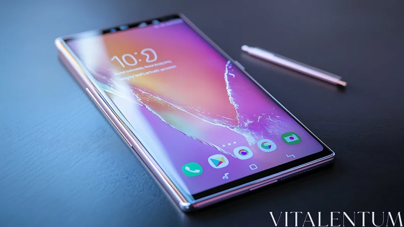 Premium Smartphone with Stylus on Modern Tech Workspace.