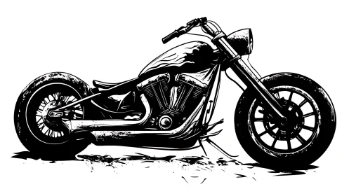 Custom chopper motorcycle rendered in bold black ink.