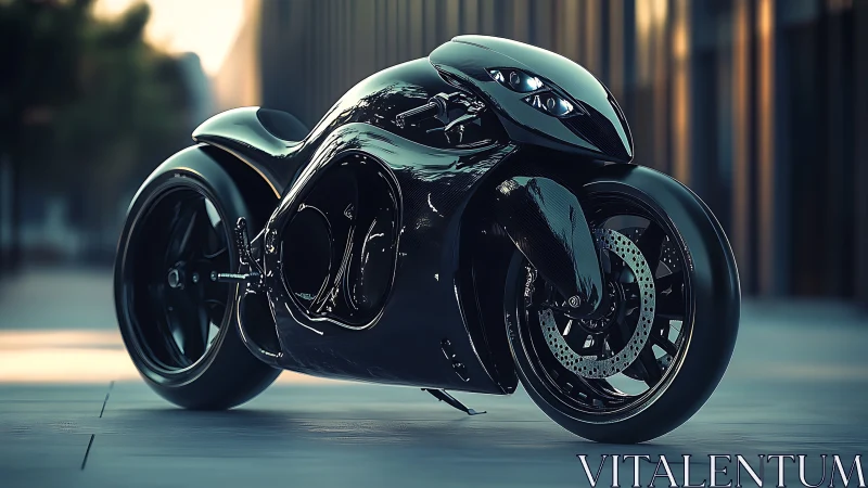 Futuristic black superbike showcases sculpted aerodynamic carbon shell