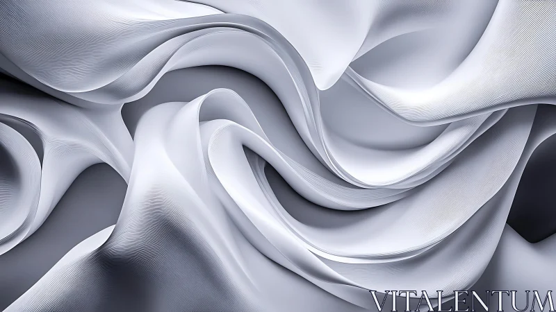 Flowing White Fabric Abstract Art with Smooth Modern Texture.
