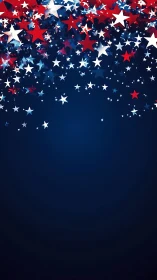 Festive red, white, and blue stars on a deep night sky.