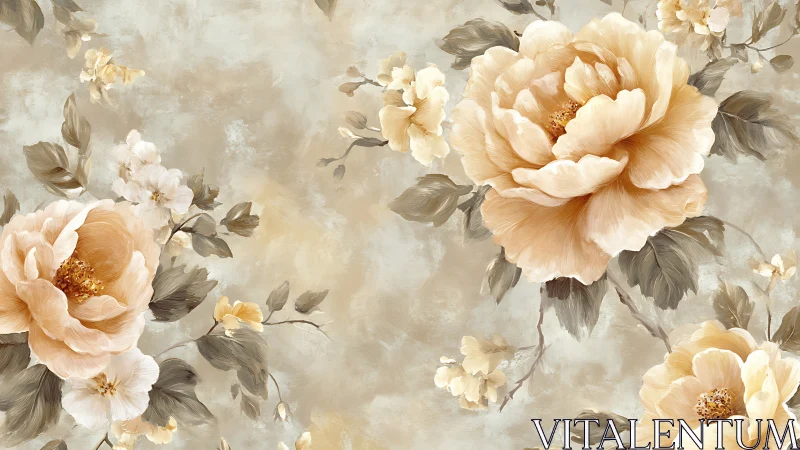 Luminous Peony and Rose Composition with Atmospheric Impasto Rendering.