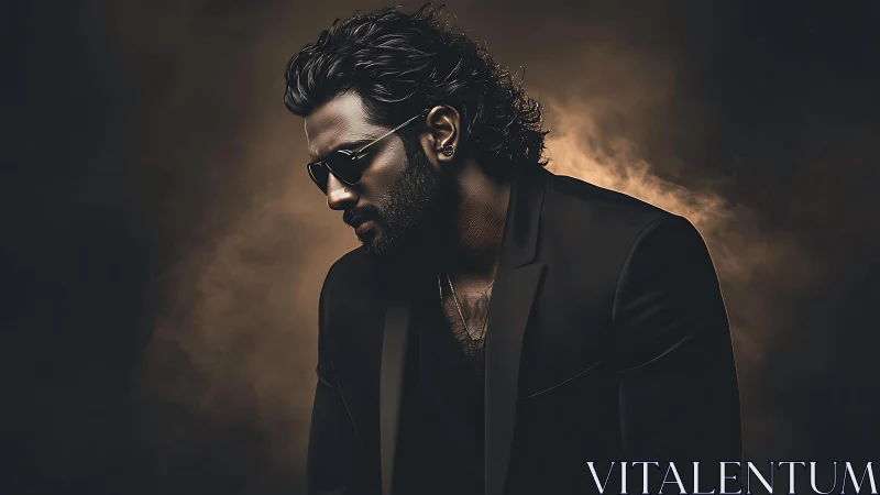 Low-key portrait of suited man in cinematic rim lighting.