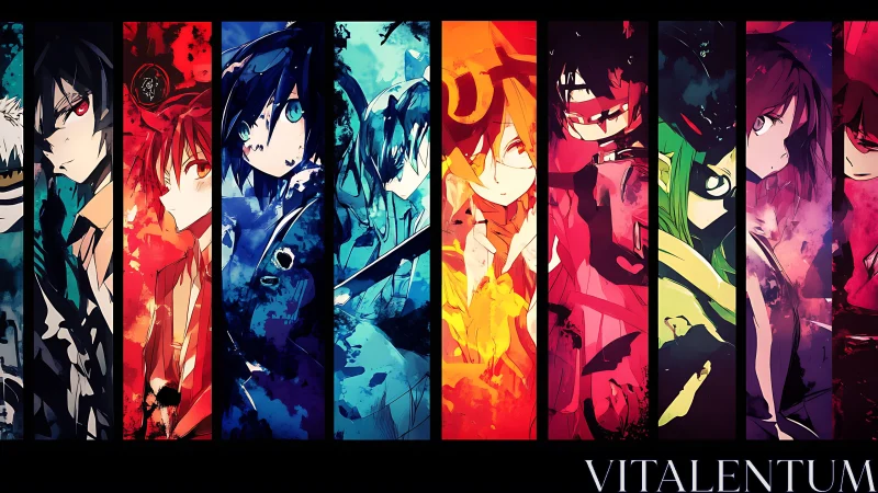 Segmented anime portraits explore chromatic emotional contrasts