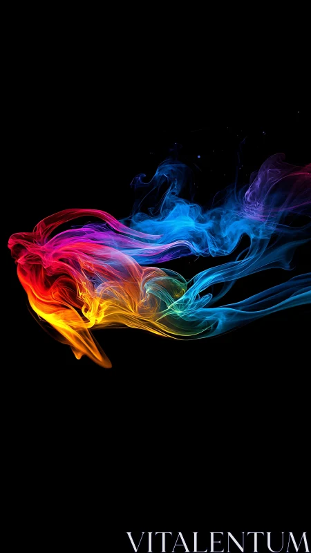 Vibrant neon smoke trails twist across a deep black void