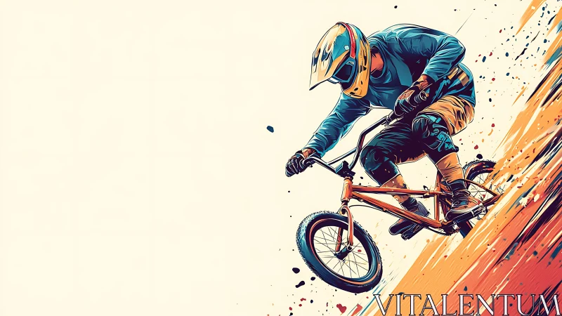 Dynamic BMX rider carving through vivid digital streaks.