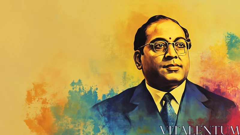 Portrait of dignified man in suit on bright color splash