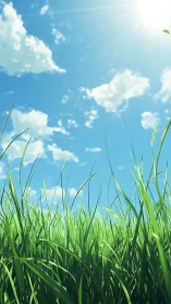 Sunlit grassland daydream stretching toward a painted sky.