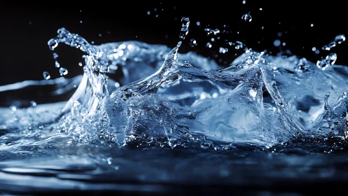 High-speed macro capture reveals dynamic blue water splash