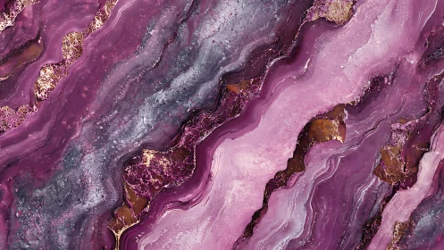 Abstract purple marble texture with gold accents, fluid art style.