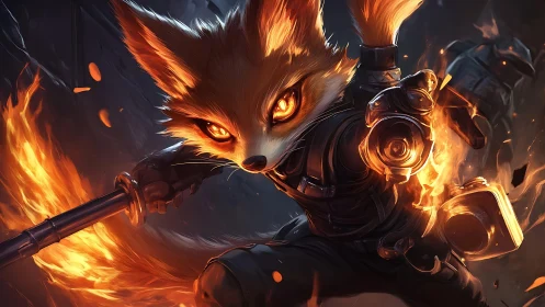 Fox fire renegade racing through a glowing battle scene.