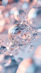 Macro study of translucent liquid spheres in soft bokeh light