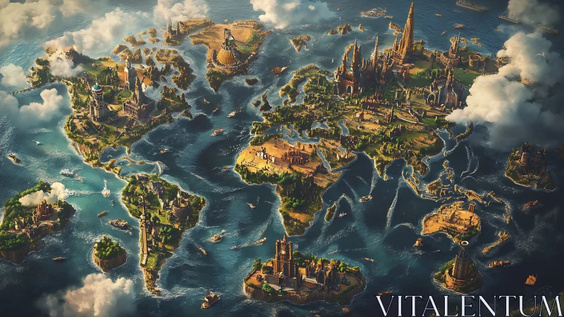 Continents of castles glow across a dream-forged world map.