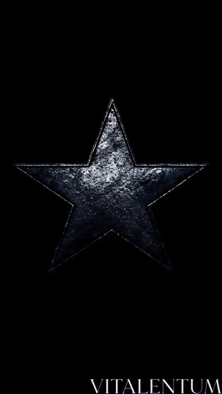 Weathered metallic star centered over deep black void