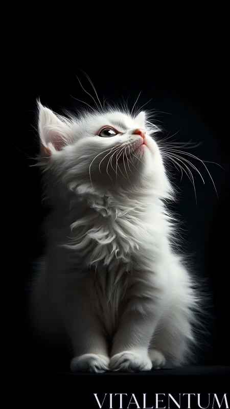 Luminous Whisker Symphony: Majestic White Cat Ascending.