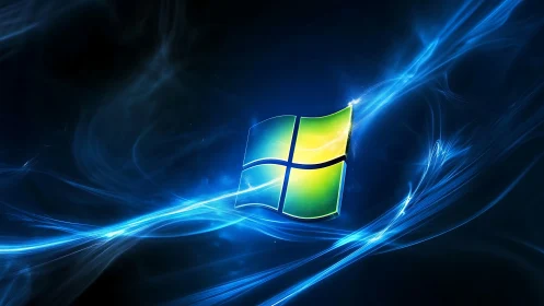 Luminous Windows emblem in an energized plasma field.