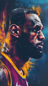 High-contrast basketball portrait with dynamic chroma fields.