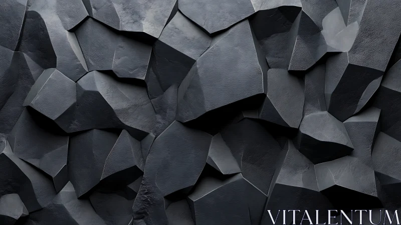 Dark geometric rock wall texture with faceted surfaces.