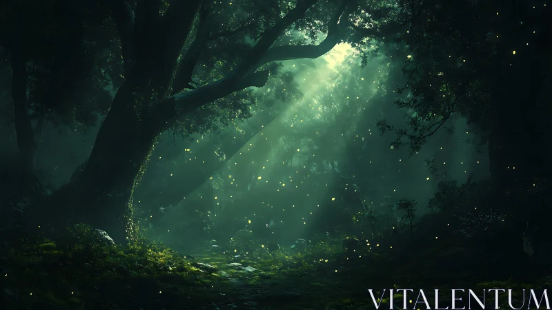 Enchanted Forest Clearing with Bioluminescent Lights.