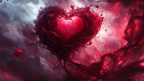 Explosive Heart in Crimson Cloud
