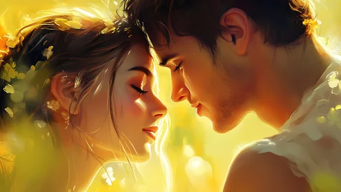 Golden Moment: Two Souls Converge Within Luminous Tenderness