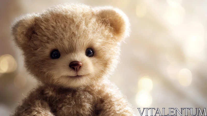 Stuffed bear toy rendered with shallow depth of field